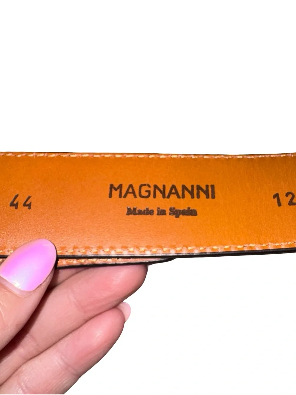 Magnanni Size 44 Burnished Oxblood Leather Dress Belt Made in Spain Luxury Mens